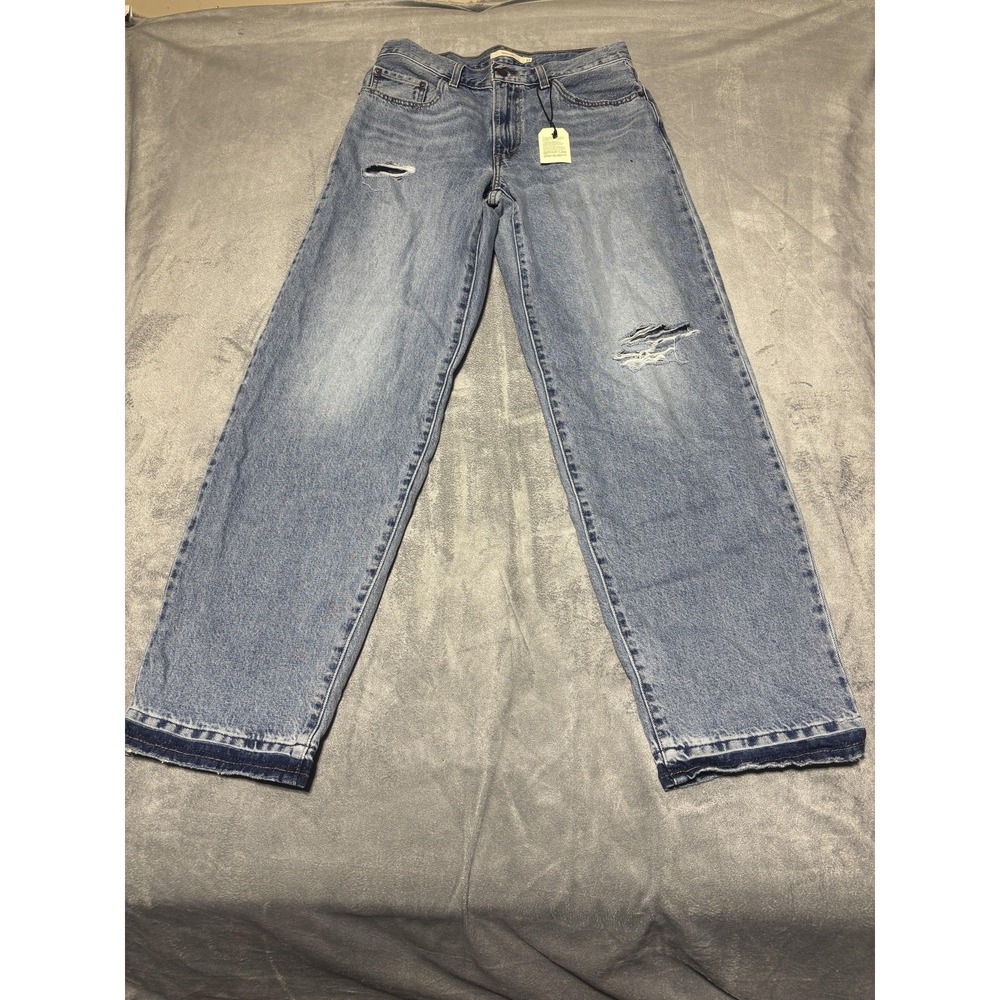 Levi's Baggy Dad Jean 27 Womens Blue High Rise Relaxed Straight Distressed